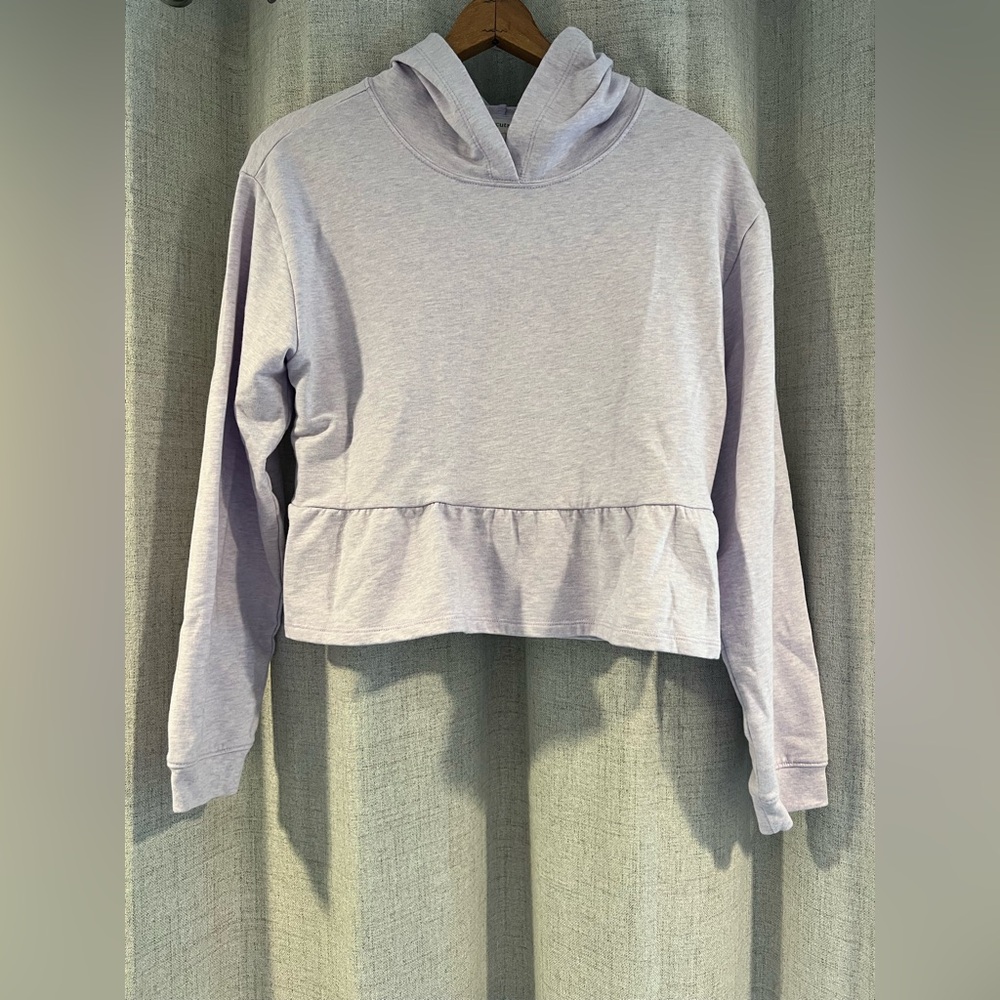 Girls Crewcuts by J Crew Lightweight Pastel Purple Cropped Flutter Waist Hoodie